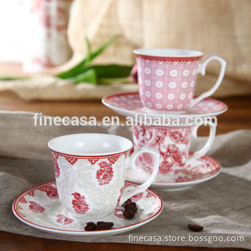Elegant Fine New Bone China Coffee Cup and Saucer of Oriental Manor Set of 3